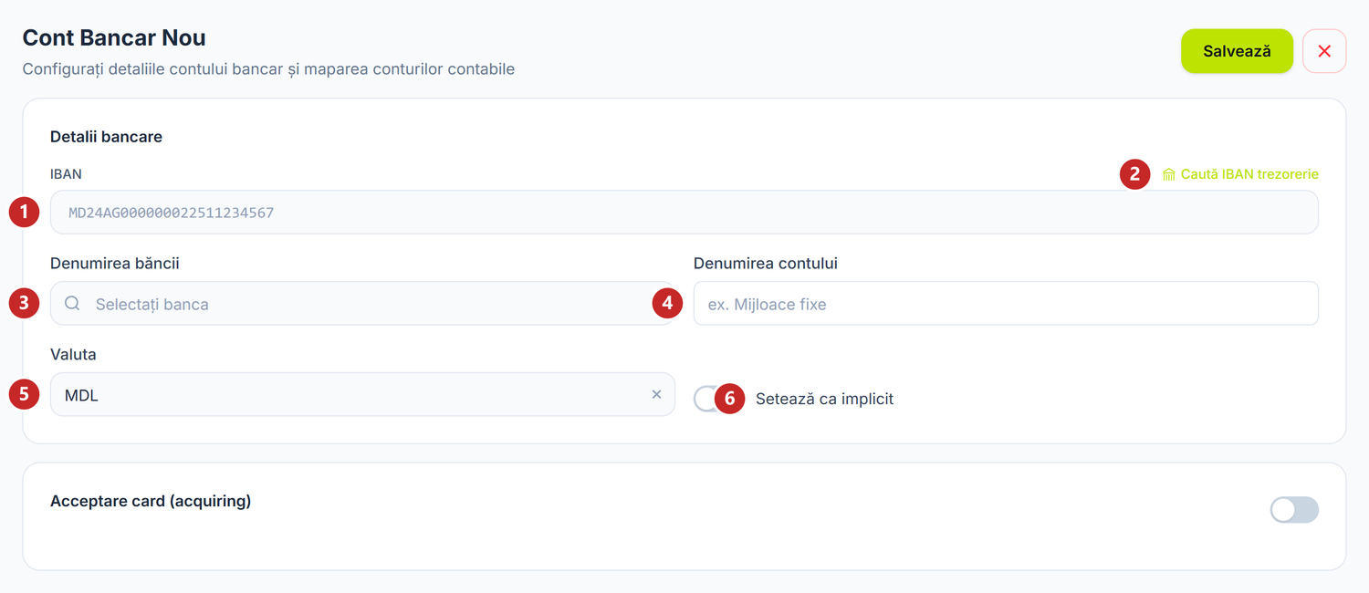Formularul de cont bancar nou
