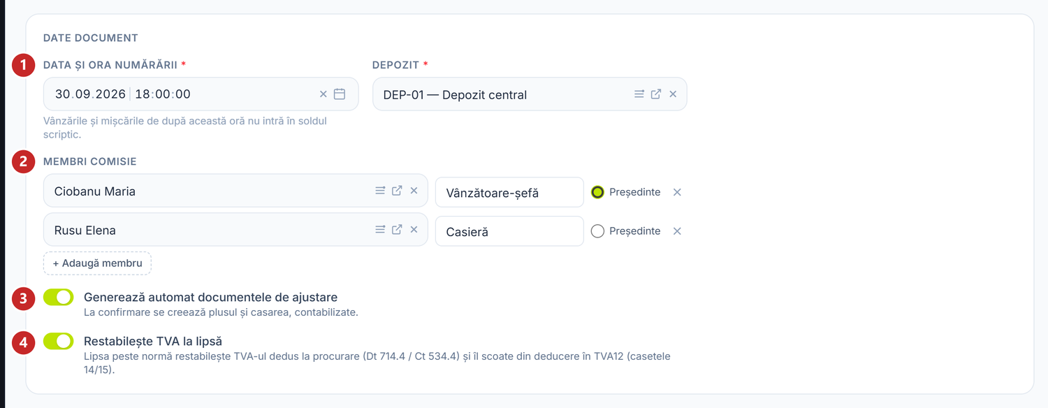 Inventarierea, antetul