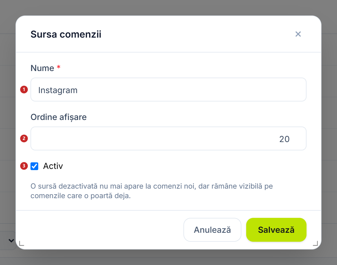 Fereastra unei surse, deschisă pe un rând existent