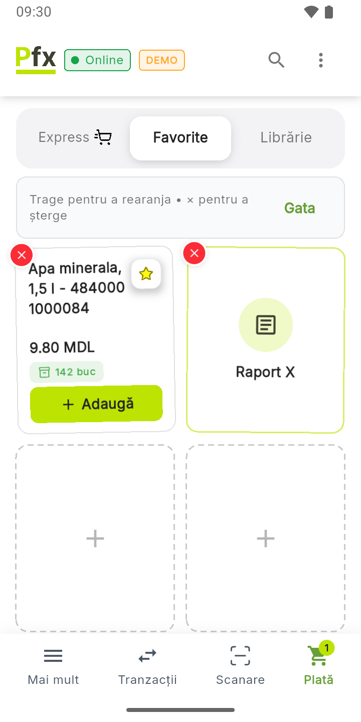 Favorite în modul de editare