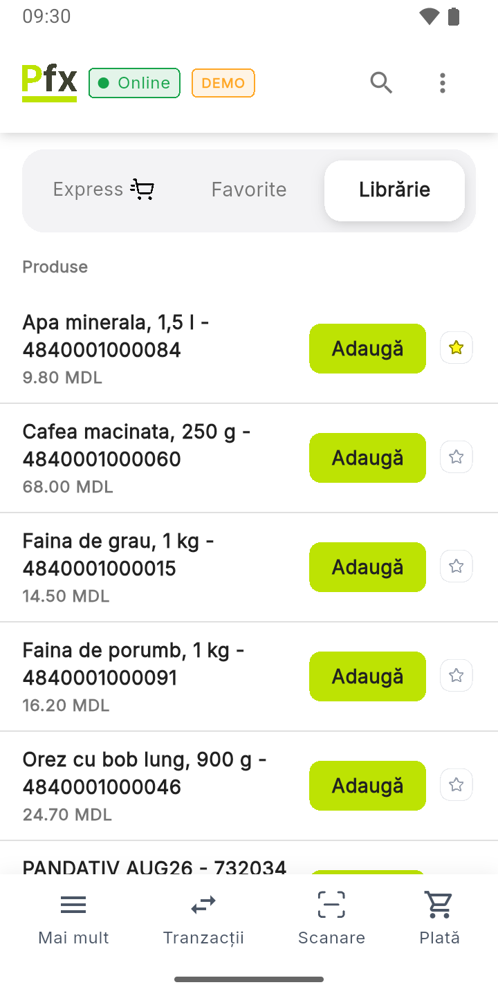 Produsele ca listă