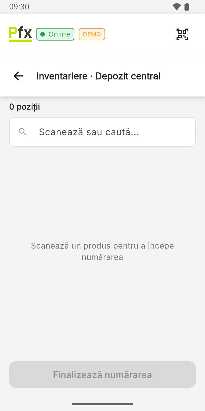 Numărarea în modul Parțial, la început