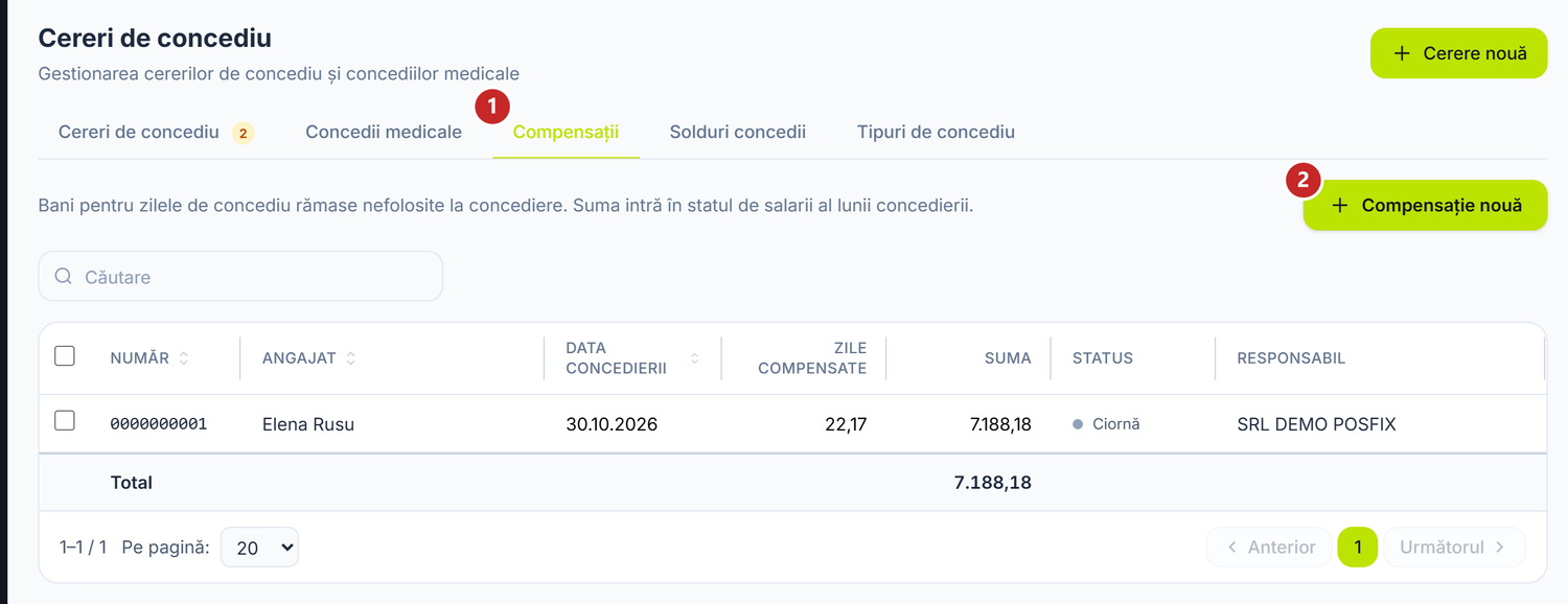 Fila Compensații, adnotată