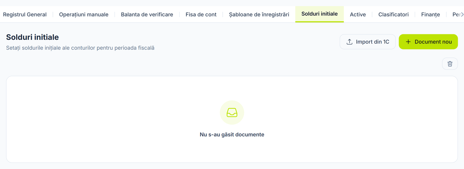 Documentele de solduri inițiale