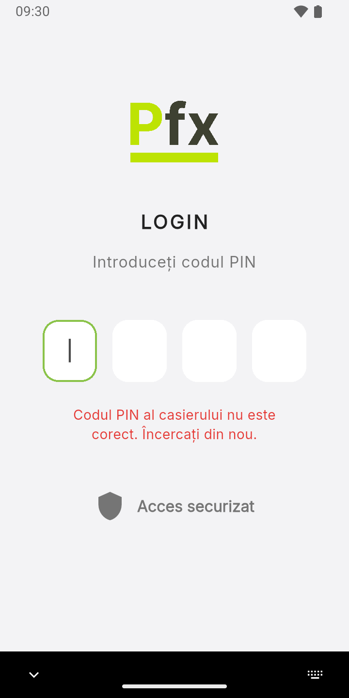PIN greșit