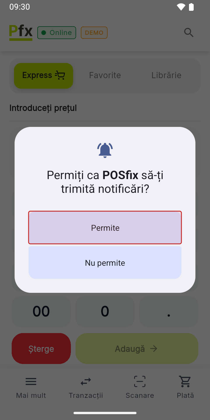 Permisiunea pentru notificări