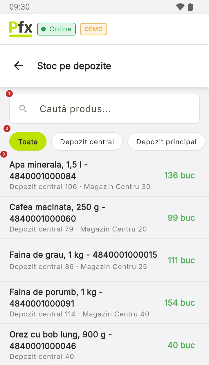 Stocul pe depozite