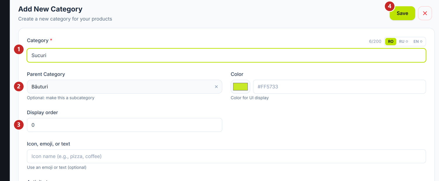 The form of a new subcategory