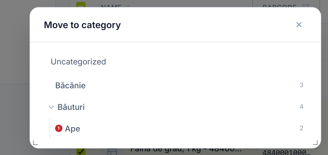 The Move to category window