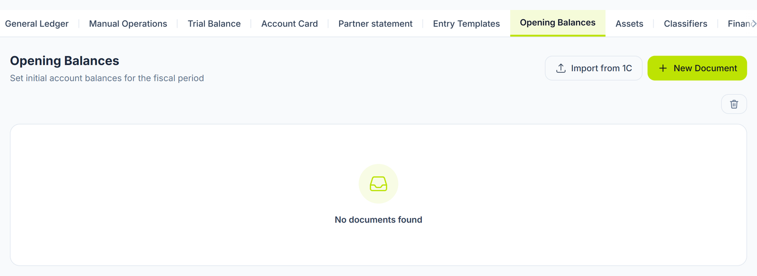 The opening-balance documents