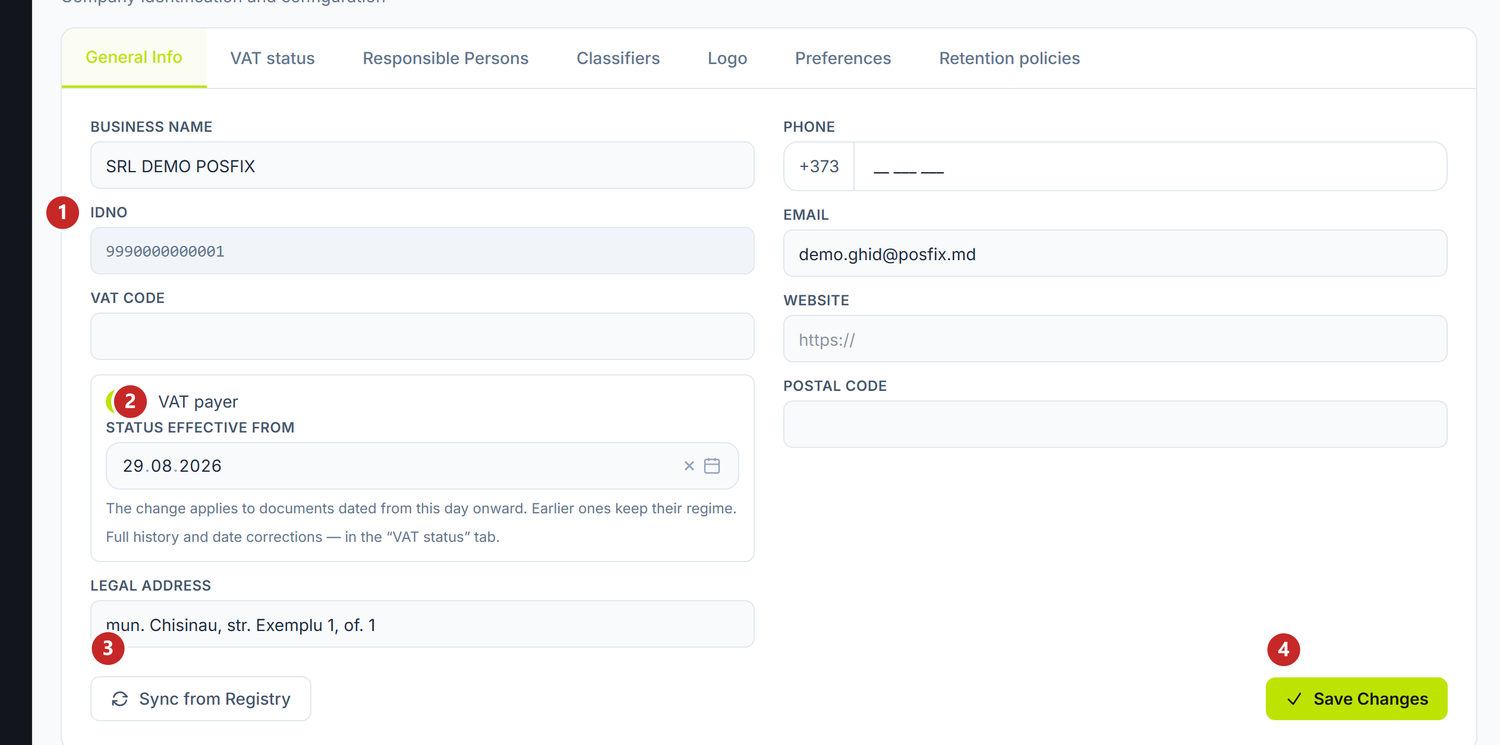 The General Info sub-tab of the organization settings