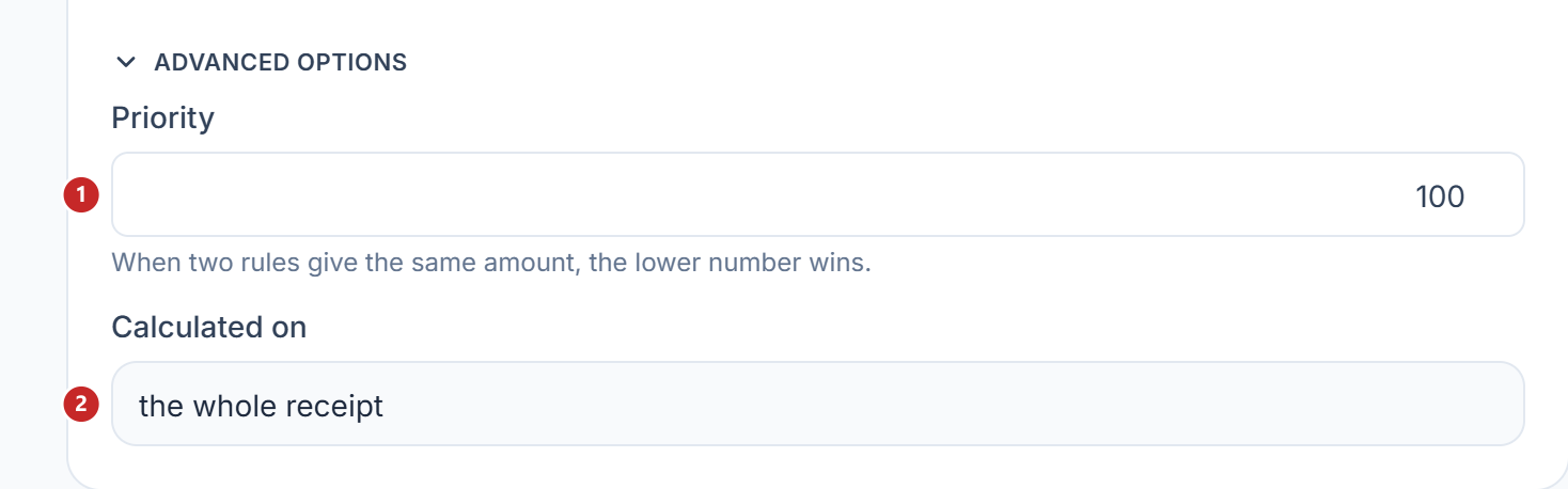 The advanced options of the custom rule