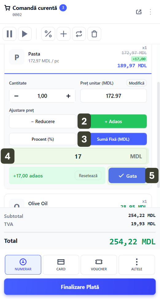 Adaos pe Articol Sumă Fixă